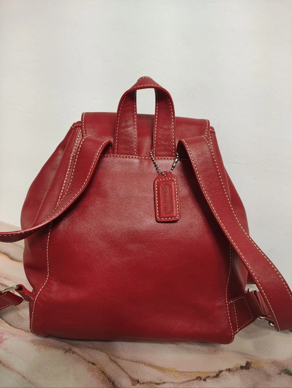 Vintage Coach 9569 Legacy Drawstring Small Backpack  Red